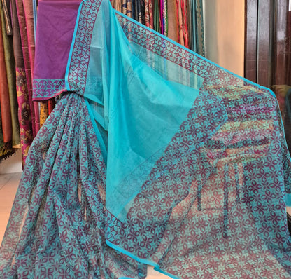 Handblock Printed Supernet kota sarees