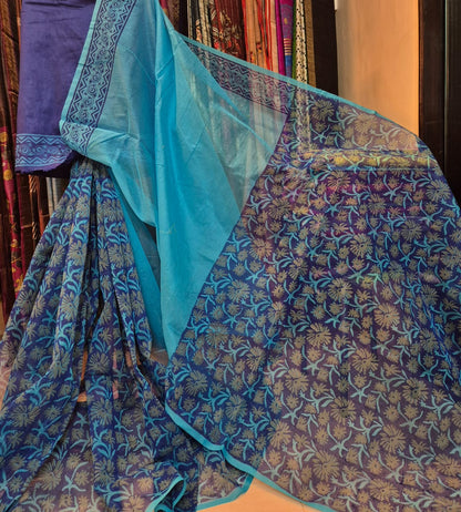 Handblock Printed Supernet kota sarees
