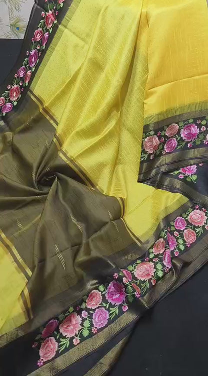 NEW SEMI RAW SILK KHAFA DESIGN SAREE