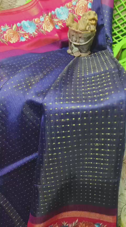 NEW SEMI RAW SILK KHAFA DESIGN SAREE